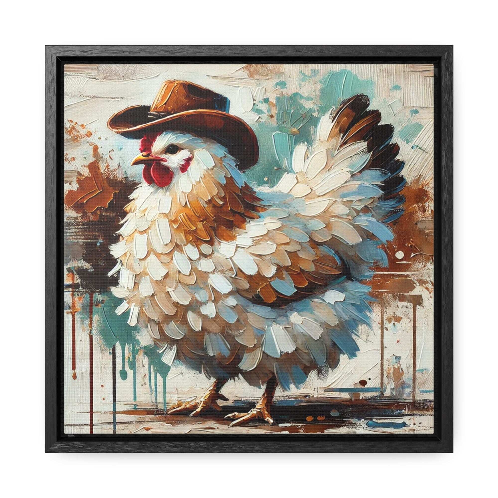 "Rodeo Rooster" Framed Canvas Wall Art