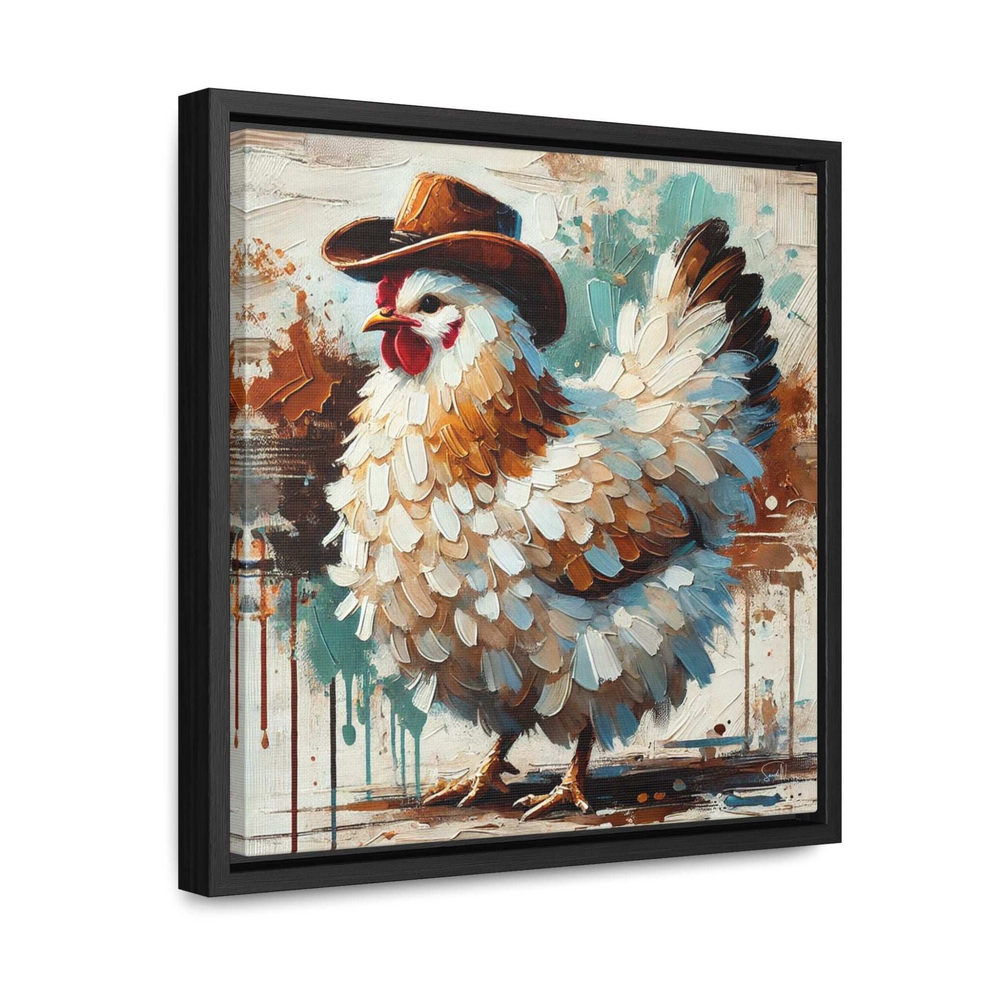 "Rodeo Rooster" Framed Canvas Wall Art