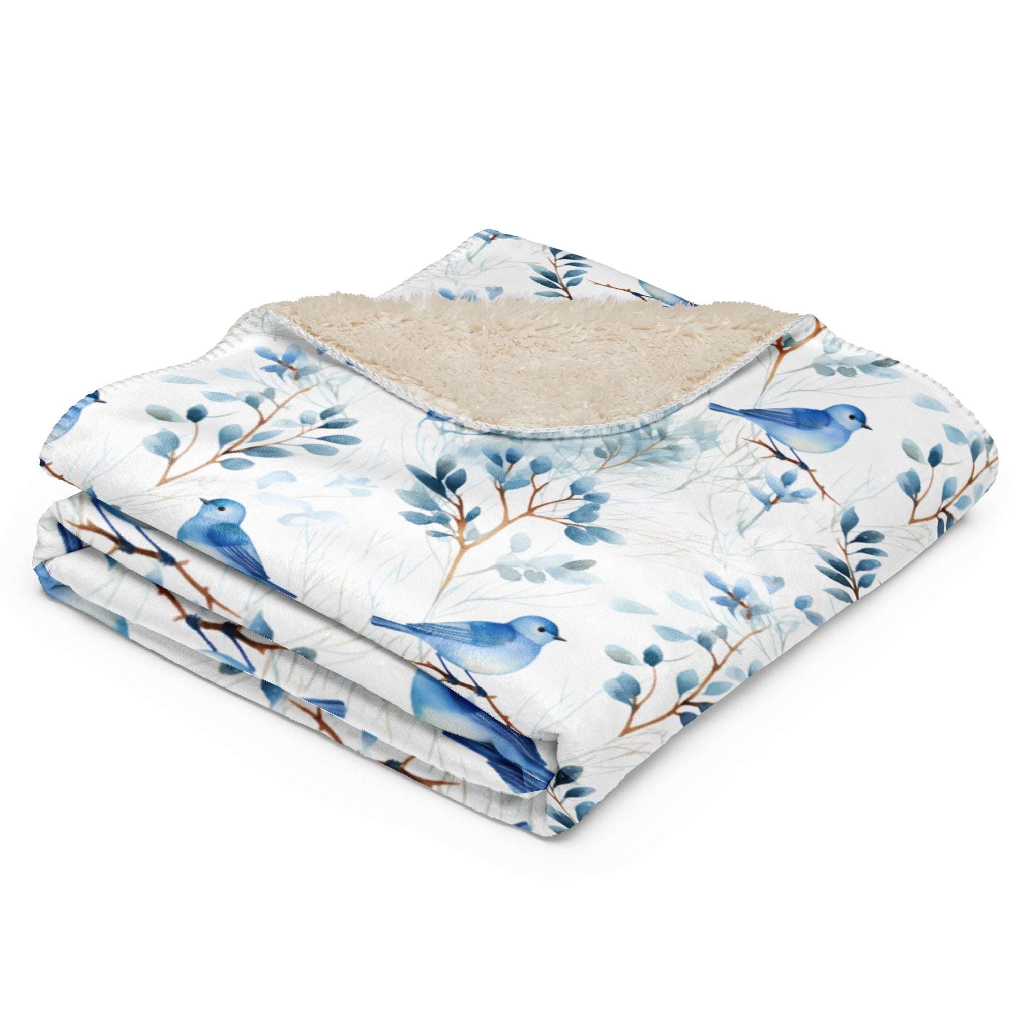 RCC Sherpa Blanket Watercolor Blue Birds