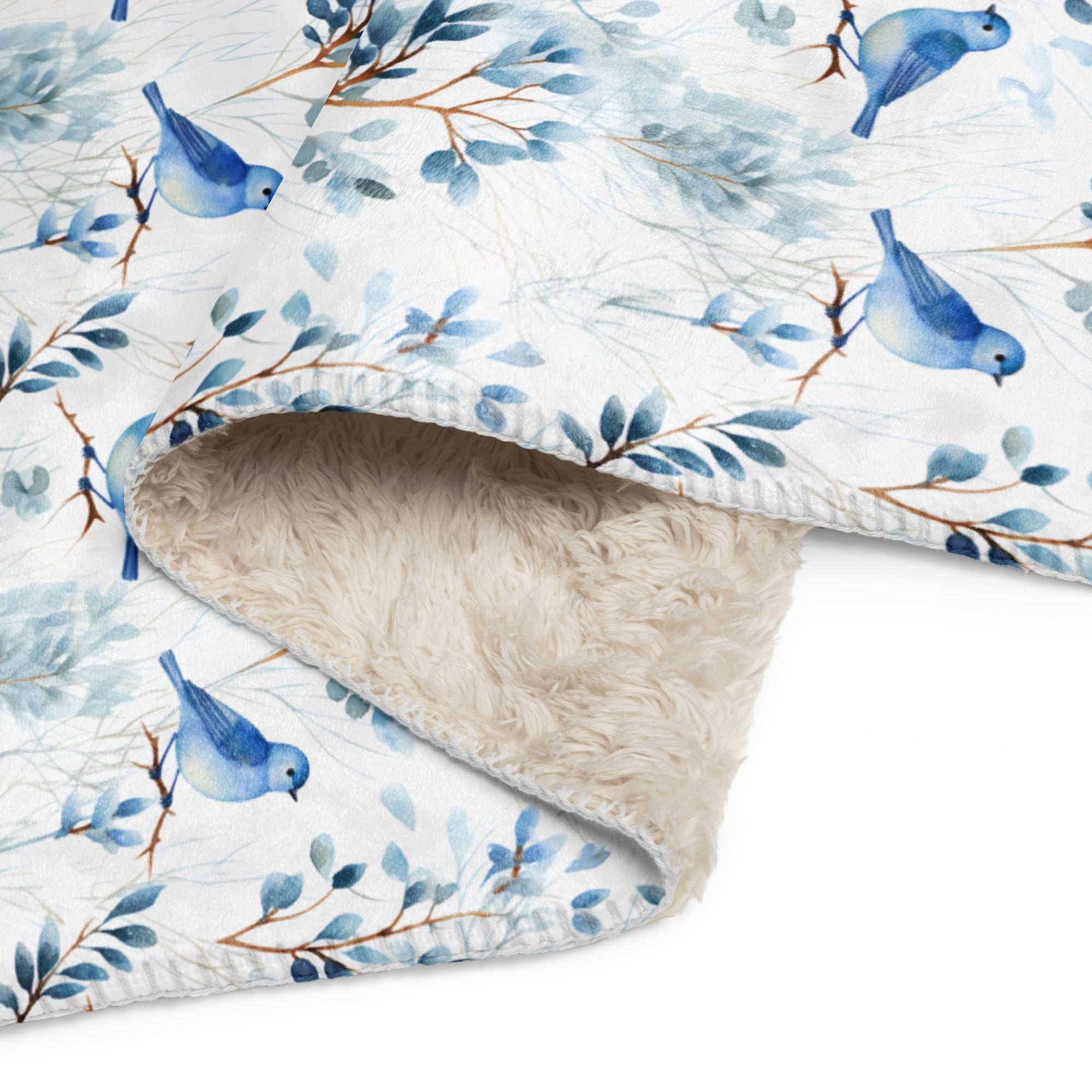 RCC Sherpa Blanket Watercolor Blue Birds