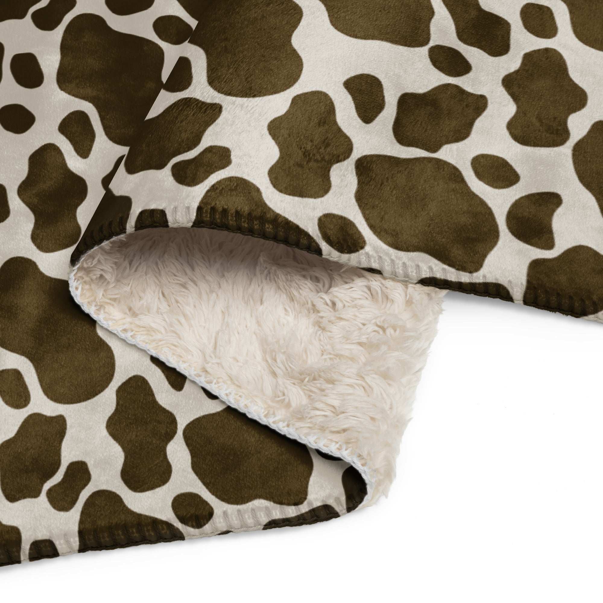 Brown Cow Print Sherpa Blanket