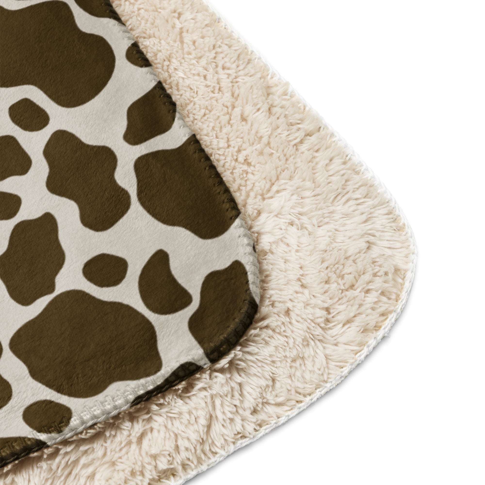 Brown Cow Print Sherpa Blanket