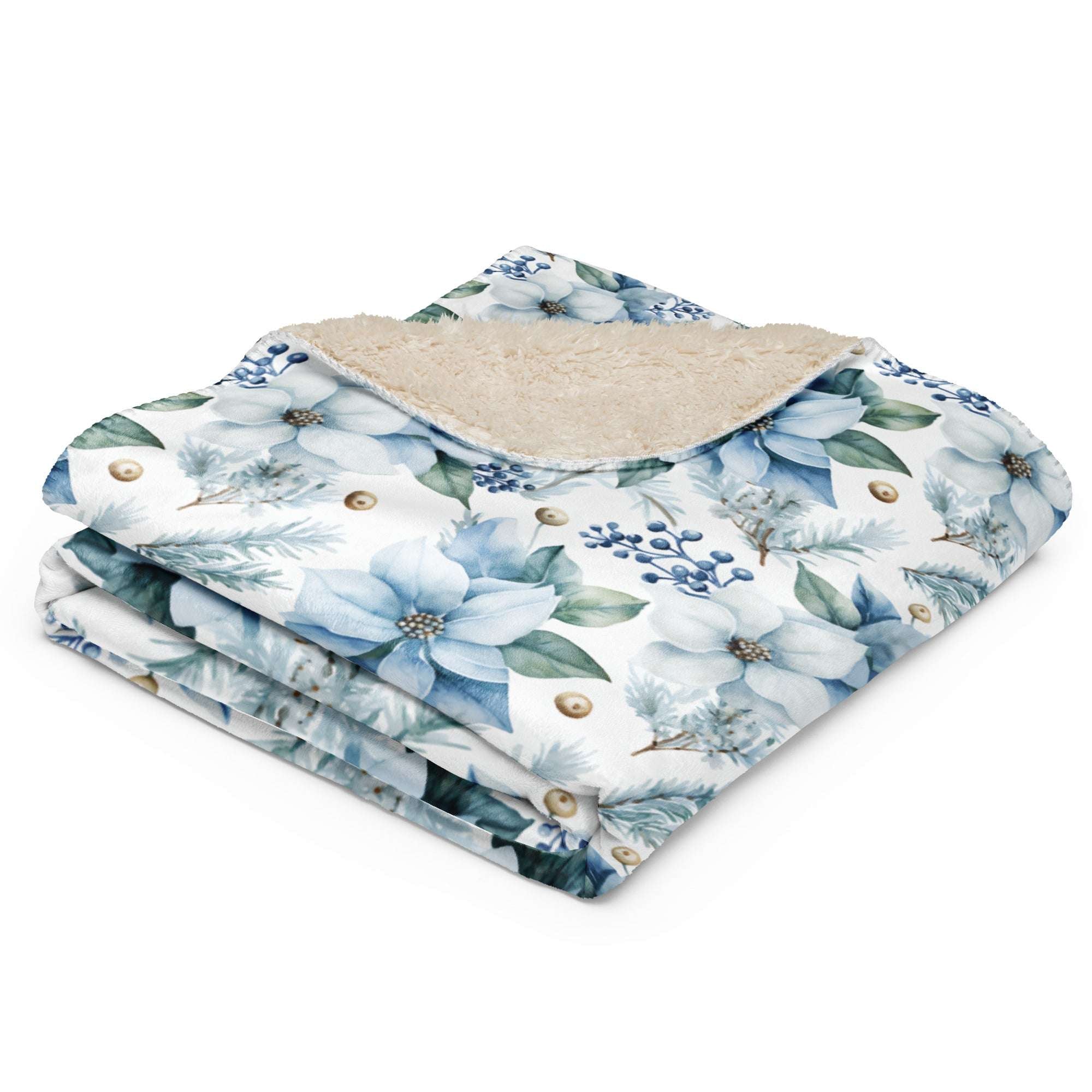 RCC Sherpa Blanket Watercolor Poinsettia