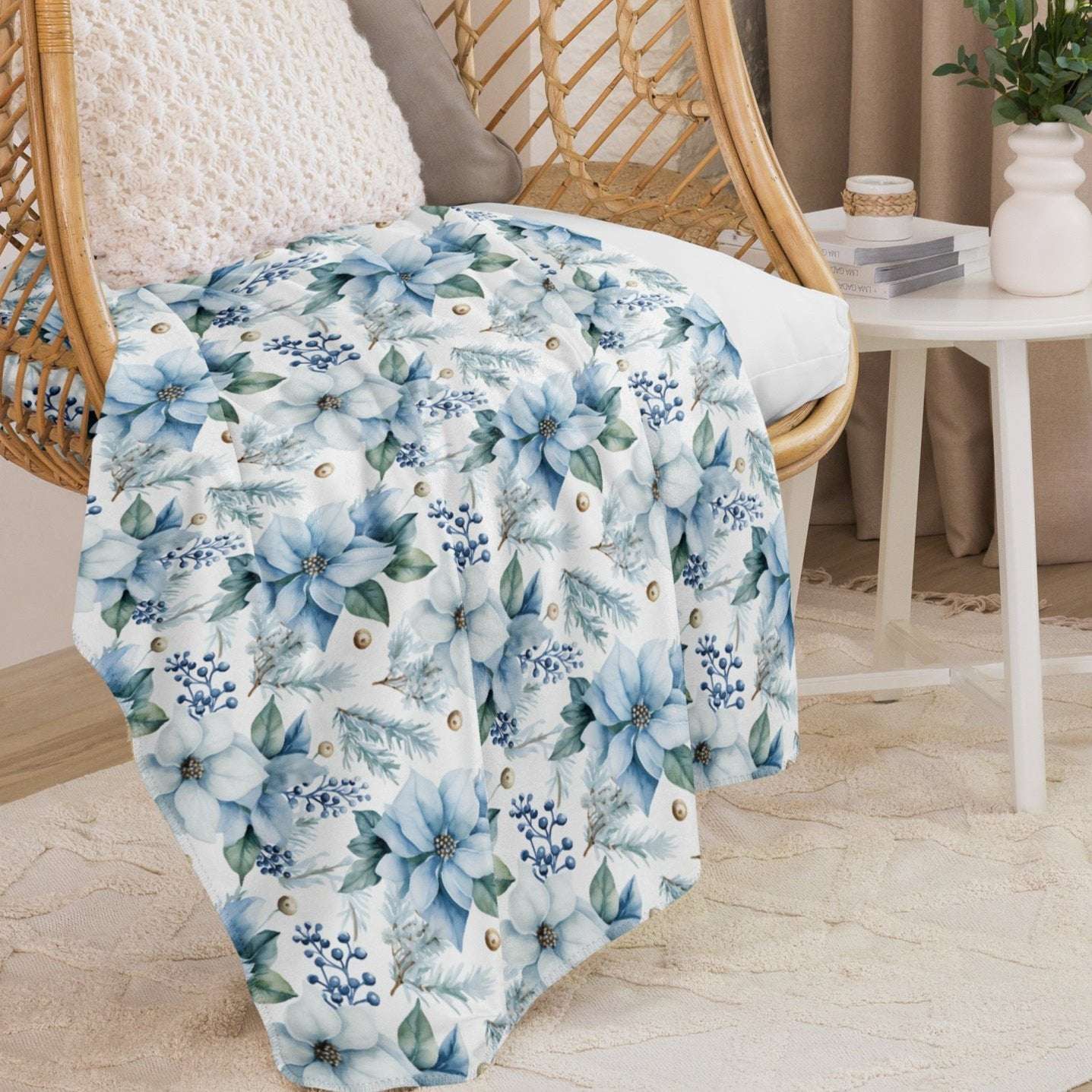 RCC Sherpa Blanket Watercolor Poinsettia