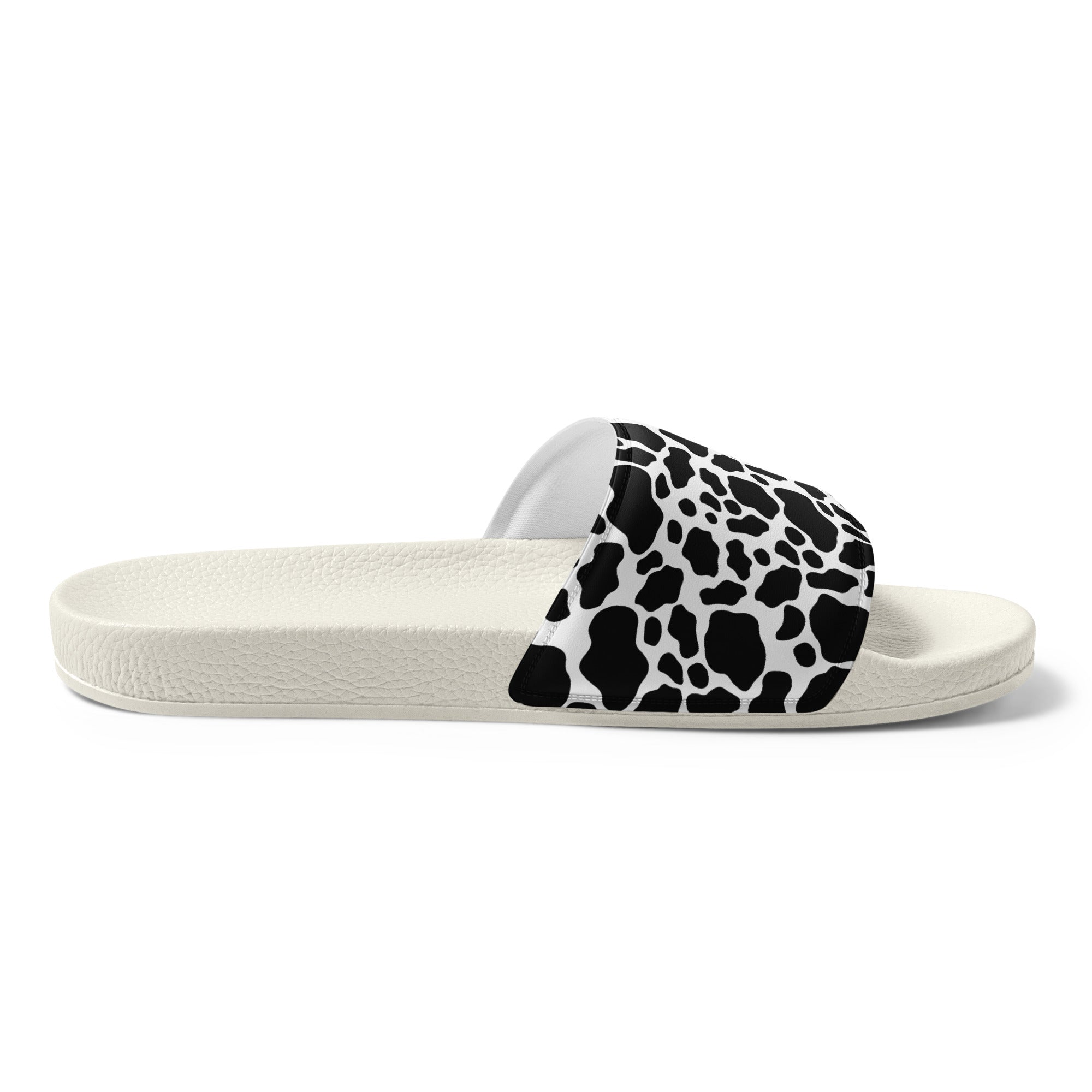 Cow Print Women's Slides - Black & White Real Cool Footwear