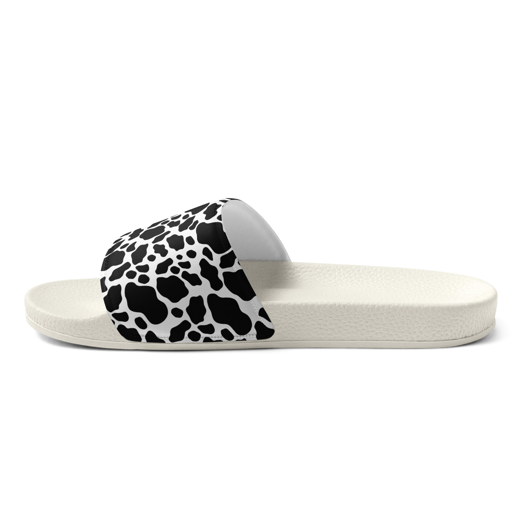 Cow Print Women's Slides - Black & White Real Cool Footwear